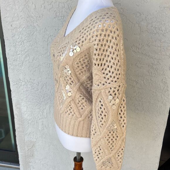 NWT WHBM white house black market cable knit embellished sweater M - Picture 5 of 14